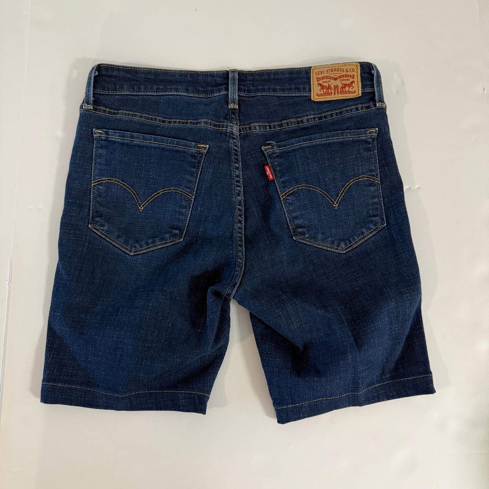 Levis 711 Skinny Shorts Womens W29 Dark Wash Denim Mid Rise Stretch Bermuda